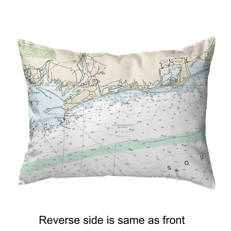  Housse de coussin rectangulaire pour l'extérieur Block Island Sound, Ri Nautical Map