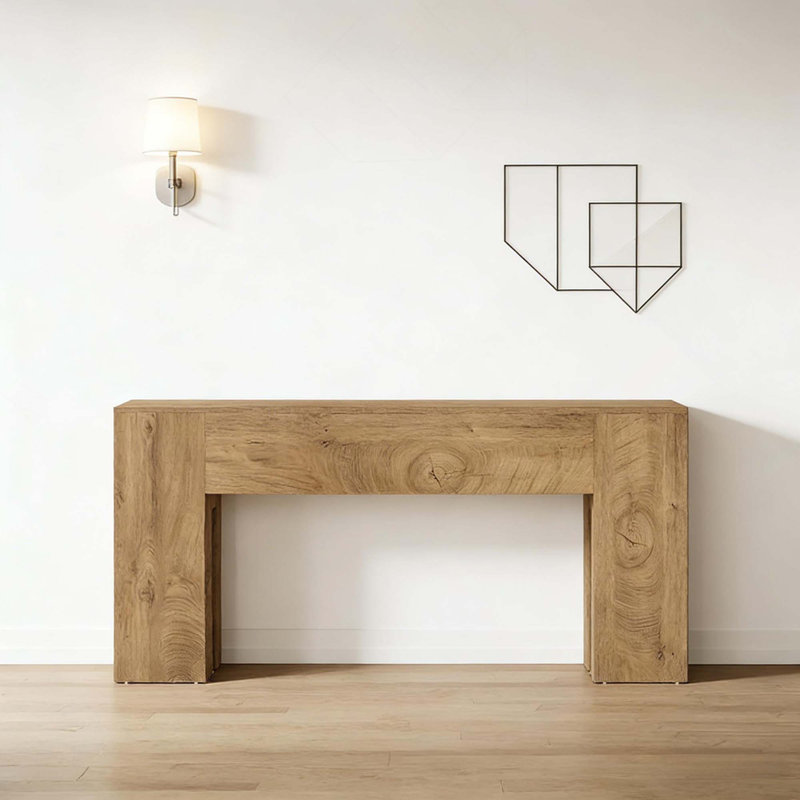 Console d'appoint rustique en bois robuste avec plateau renforcé renforcé et panneau de fibres à densité moyenne durable pour des options de style flexibles