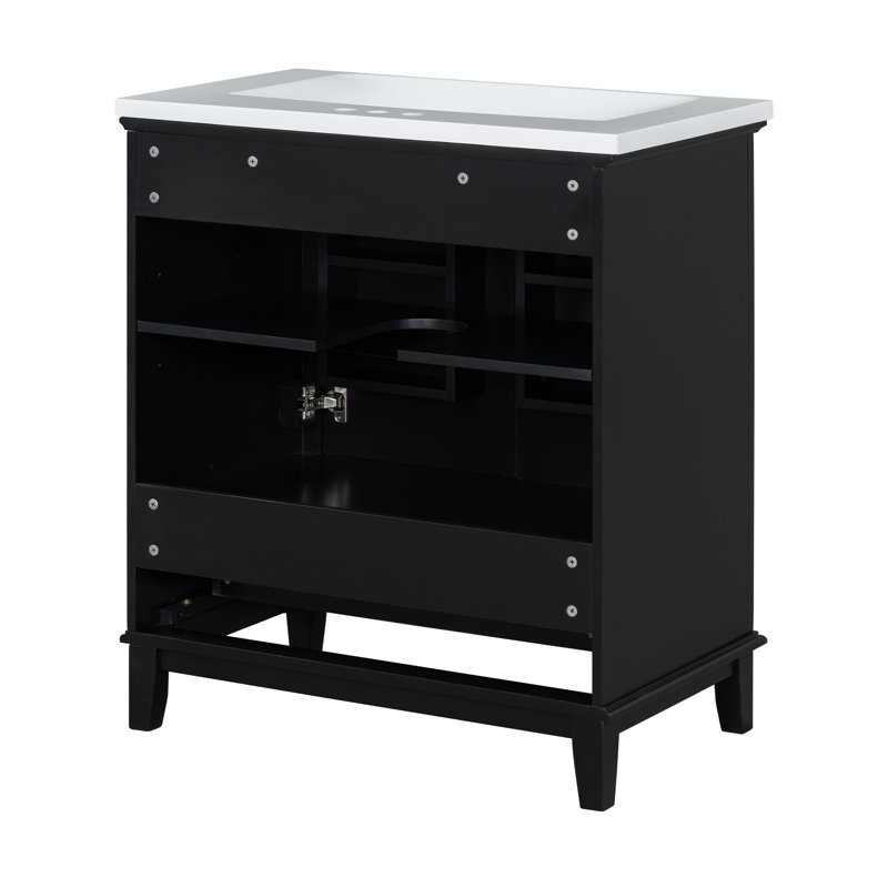 76.2mm Single Bathroom Vanity with Ceramic Basin, Black