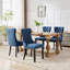 Chaises de salle à manger en lin bleu avec tissu épais, base en bois massif, éponge rembourrée en lin, couleur-1058614339