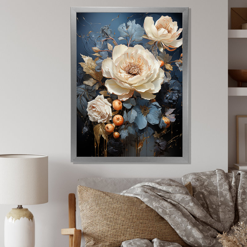 Harmonie mystique lotus II sur toile, Cadre simple argenté, H 32 po x l 16 po x P 1 po