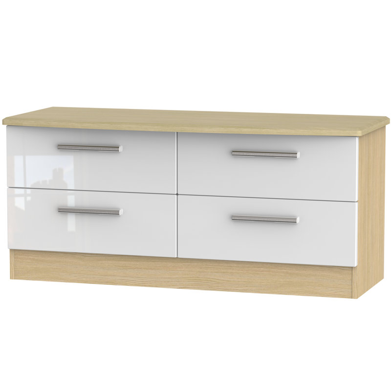 Fully Assembled Yvette 4 Drawer Chest, Oak/White