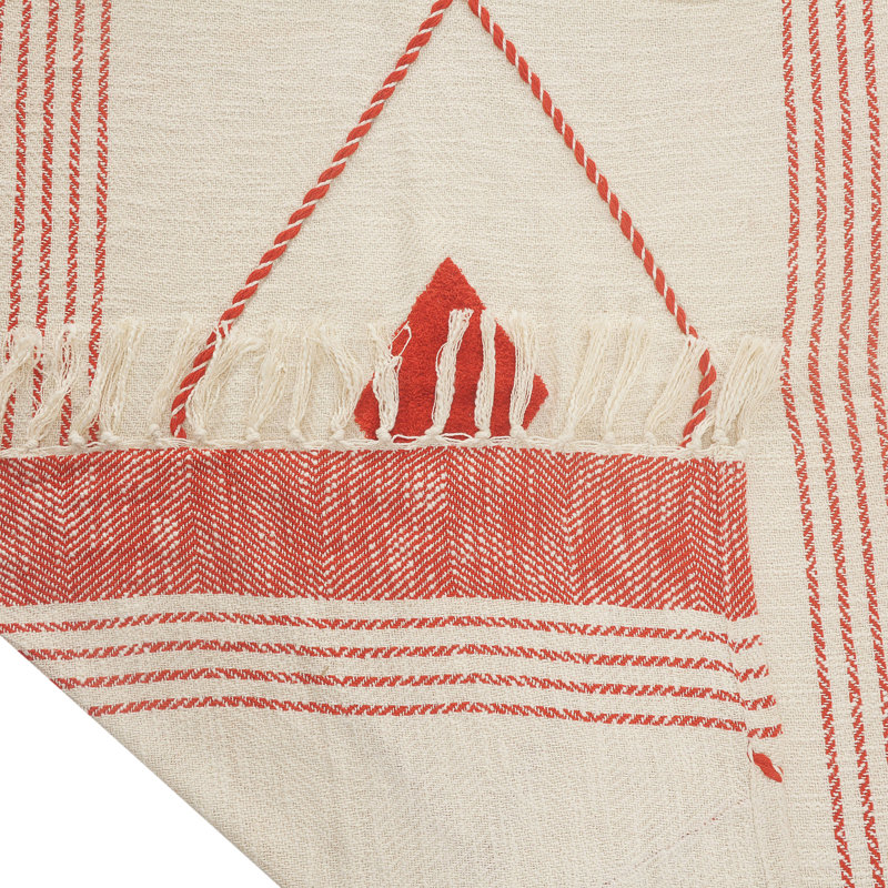 Throw Hand Woven Throw Blanket, Red/White