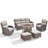 Simino 6-Piece Outdoor Wicker Patio Square Fire Pit Table Conversation Set With Swivel Gliders And Ottomans-436450007-436450000-436450003