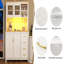 105.5×40×180cm White Farmhouse Style Sideboard with App-Controlled LED Strip & Built-in Drink Holders, 4-Door Kitchen Buffet Storage Cabinet