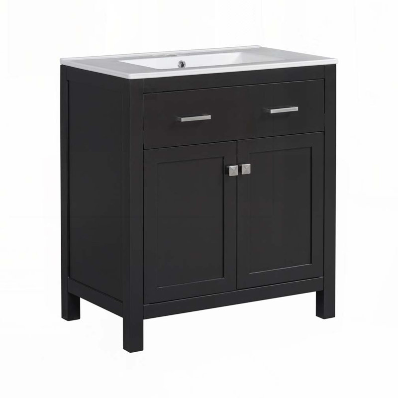 Meuble-lavabo 30 po avec lavabo en céramique, Noir