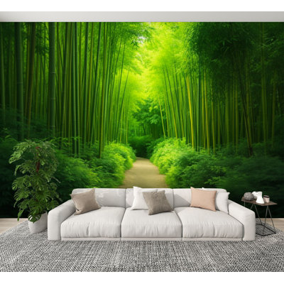 Peel and Stick Wallpaper Serene Bamboo Forest Greenery Tropical Peaceful Wall Murals 100"H x 144"W Removable PVC Wall Paper Self-Adhesive Wall Decor for Bedroom Living Room Home Office