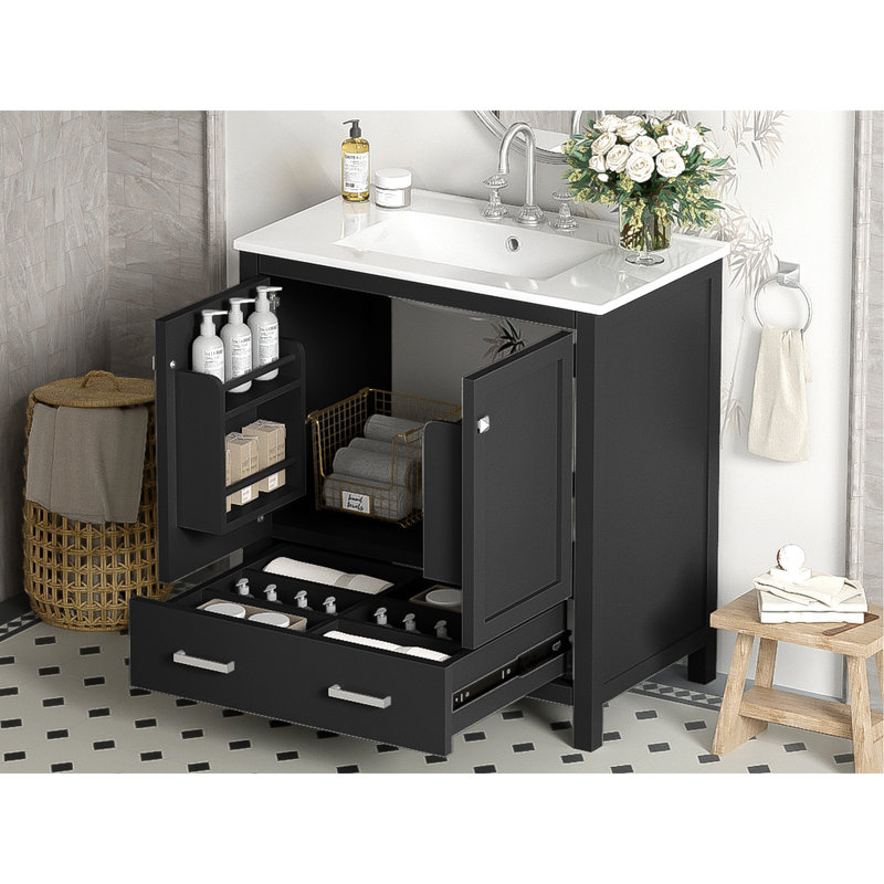 Chic Bathroom Vanity With Versatile Storage And Modern Appeal For Stylish Bathrooms, Black