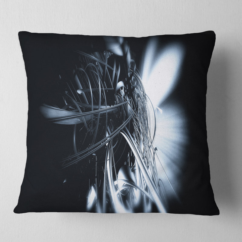 Art abstrait 3D, motif floral blanc - imprimé abstrait, 16 po x 1 po, Coussin décoratif