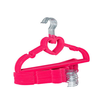 Paquet de 18 cintres en forme de cœur pour enfants en rose