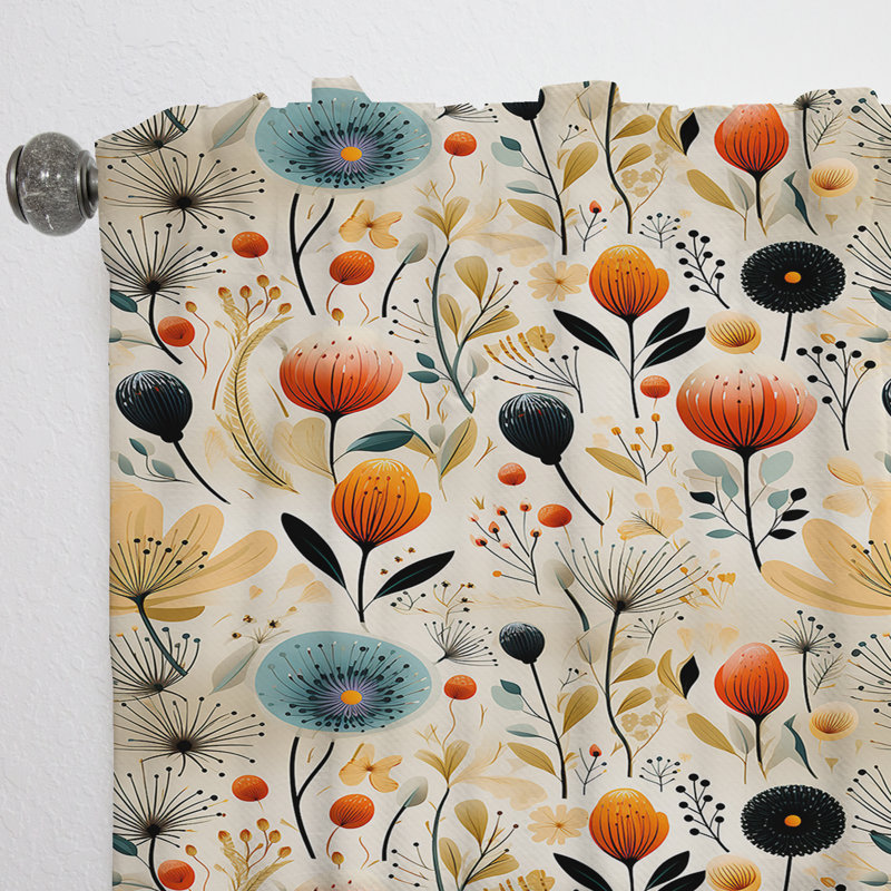 Mod Botanicals II - Rideau Mid-Century - Rideau géométrique obscurcissant - 1 panneau, L 52 po x L 95 po