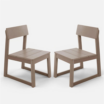 Ensemble de 2 chaises de salle à manger intérieures / extérieures en PEHD gris, chaises de jardin et de patio toutes saisons avec dossier moderne