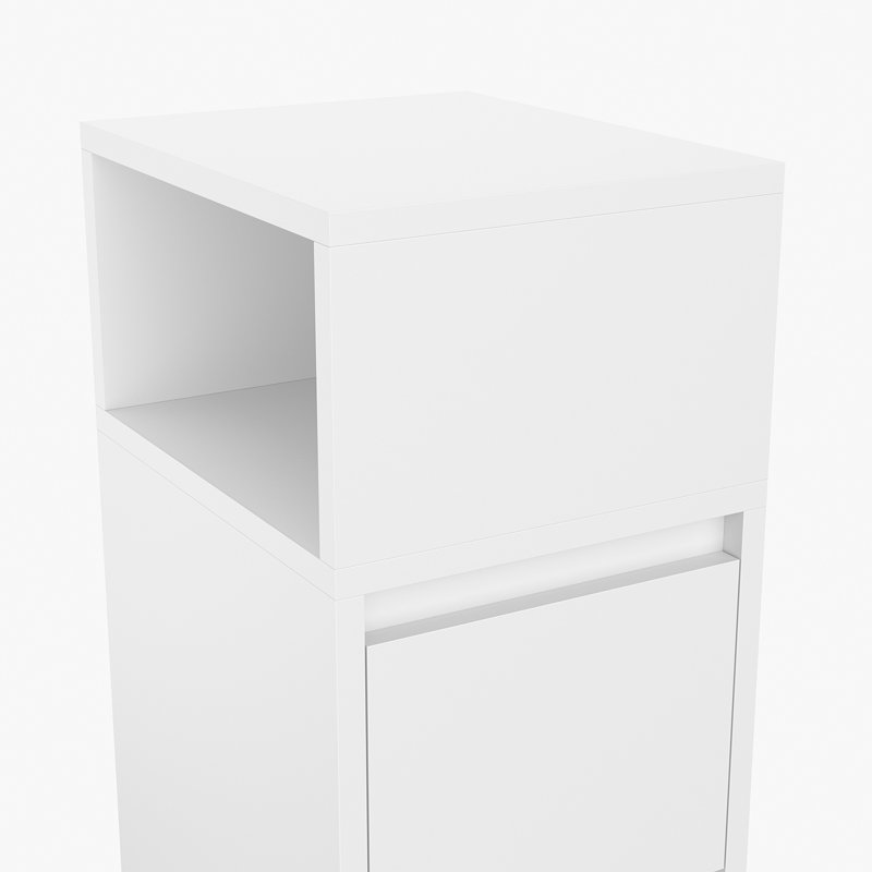 25cm W Solid Wood Bedside Table, White