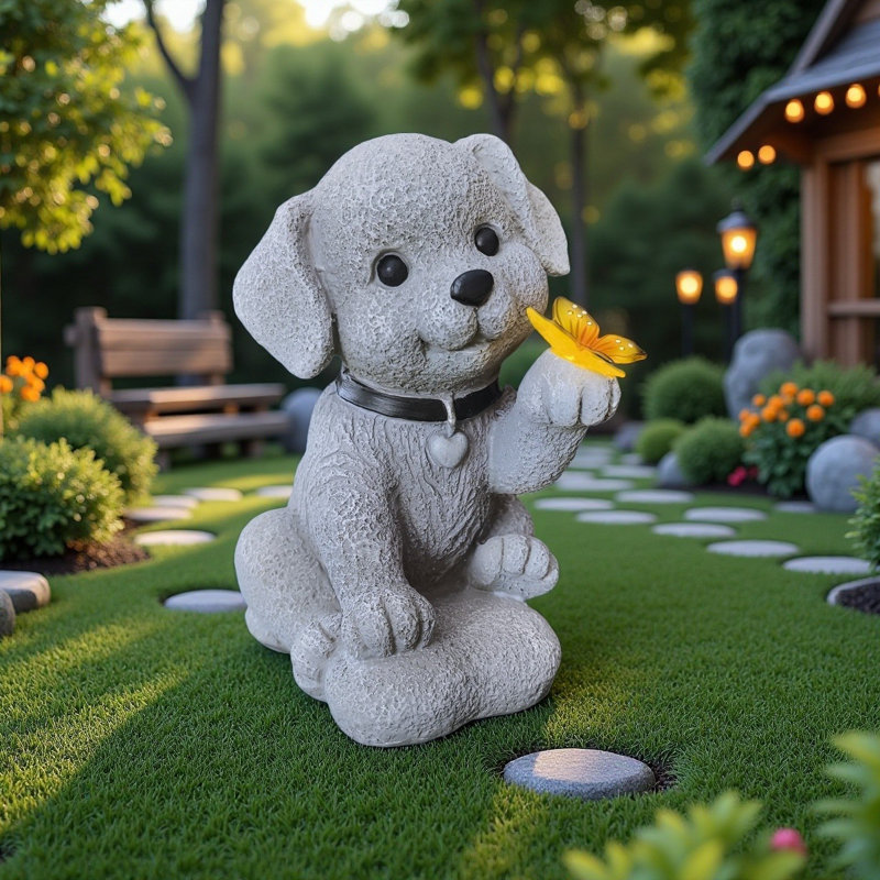Statue chiot et papillon