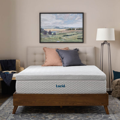 Lucid Comfort Collection 3” Bamboo Charcoal and Gel Memory Foam Mattress Topper