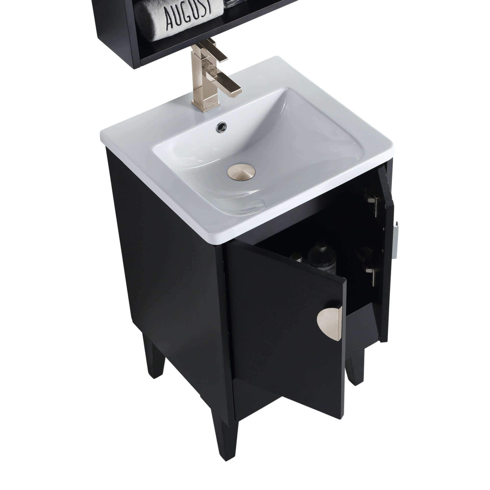 Saimah 20'' Single Bathroom Vanity, Black, Satin Nickel