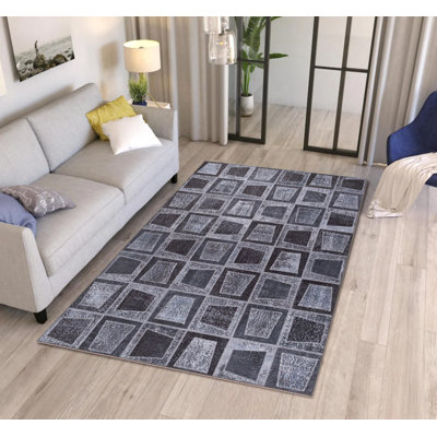 Tapis décoratif gris en patchwork gris