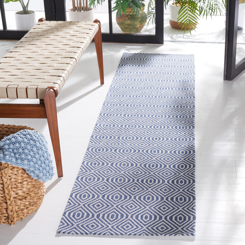 Martha Stewart Cotton Rug in Blue/Gray, Runner 2'3" x 8'
