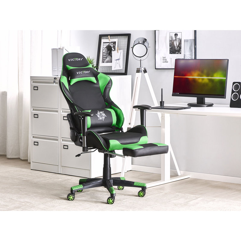 Brayden Studio Fiorelli Reclining PC & Racing Game Chair, Black/Green