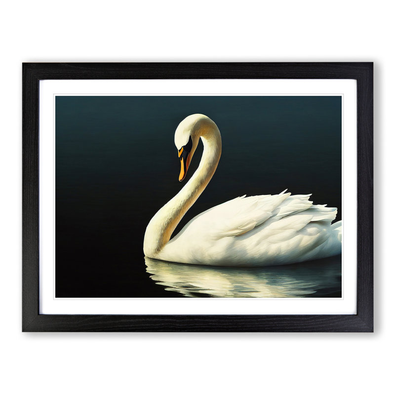 XH1022-9399X Unbelievable Swan - Single Picture Frame Print, Black, 46cm H x 64cm W x 2cm D
