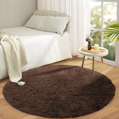 Audreauna Round 120 cm x 120 cm Shaggy Washable Area Rug