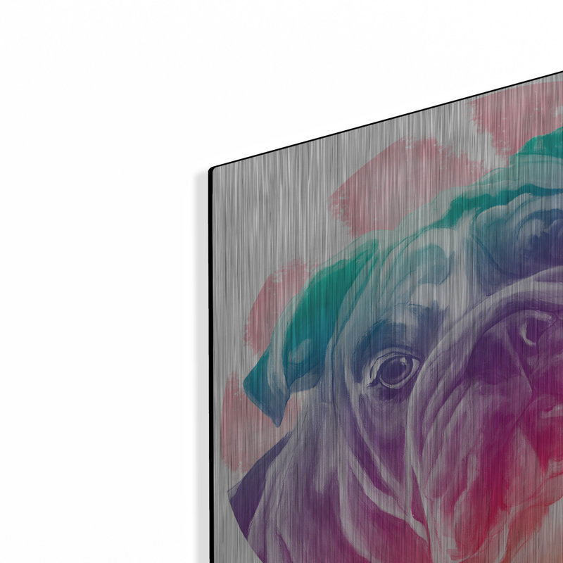 Red Barrel Studio® «Faded Bulldog» par Dawg Painter, art mural en métal, H 12 po x l 12 po