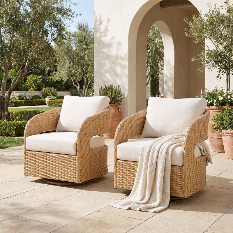 Swivel Outdoor Lounge Chair with Cushions