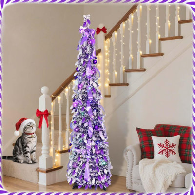5ft Christmas Tree with with 50 LED Lights Skinny Xmas Tree for Indoor Home Apartment Porch Holiday Party Decorations