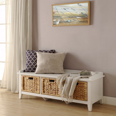 Banc en rotin et blanc avec rangement