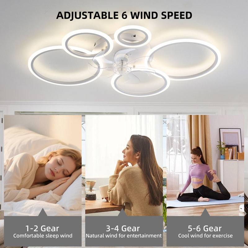 Debrann 39.4'' Dimmable Reversible Ceiling Fan With LED Lights And Remote Control, White
