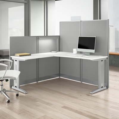 Office In An Hour L-Shaped 1 Person Cubicle with Cable Management