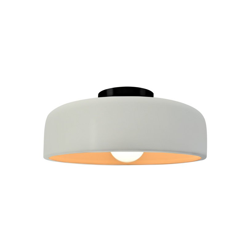 Plafonnier semi-encastré en céramique Dottie, Blanc mat / or champagne, Noir mat, H 6 po x l 10 po x P 10 po