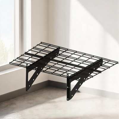 Matte Black Metal Wall Mounted Heavy Duty Shelves 4-Pack for Garage and Utility Storage, 2 Tier 23.6 x 35.4 Inch