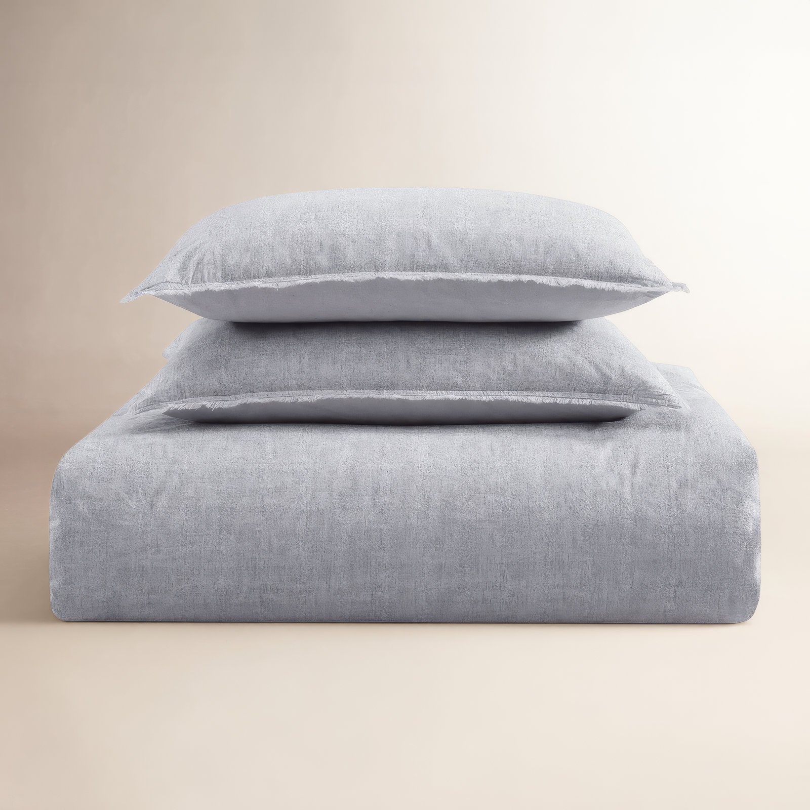 Emington Cotton Comforter Set, King Comforter + 2 King Shams, Light Gray