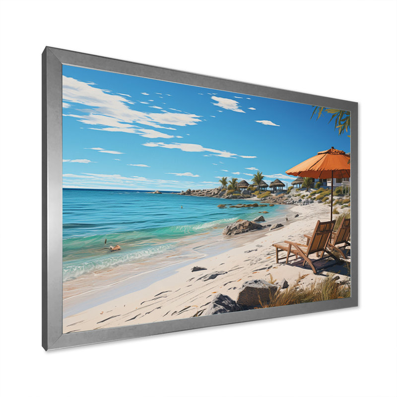 Allec Beach Tropical Vibes XXV sur toile, Cadre simple argenté, H 24 po x l 32 po x P 1 po
