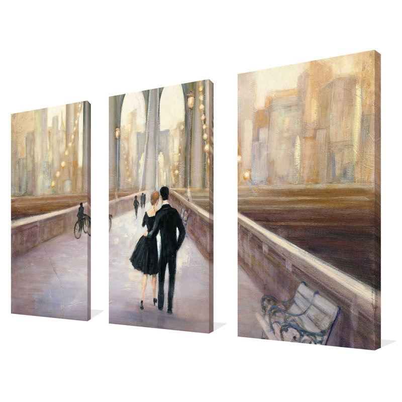 Bridge to NY IV - Ensemble de 3 peintures sur toile tendue, H 24 po x l 36 po x P 0,75 po