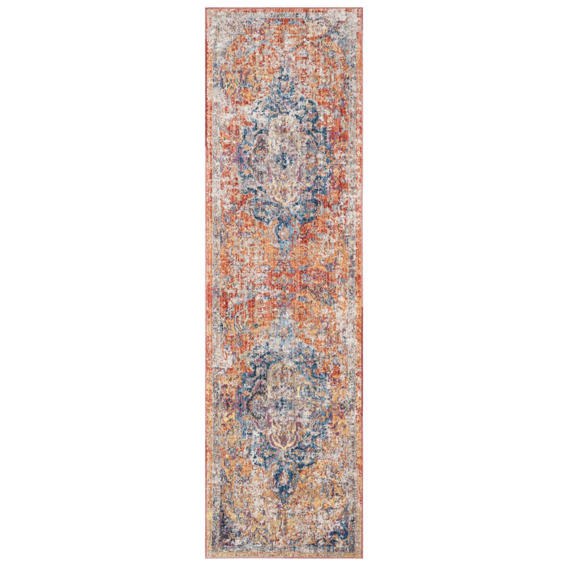 Tapis orange Jehanne, Tapis de couloir 2 pi 3 po x 12 pi