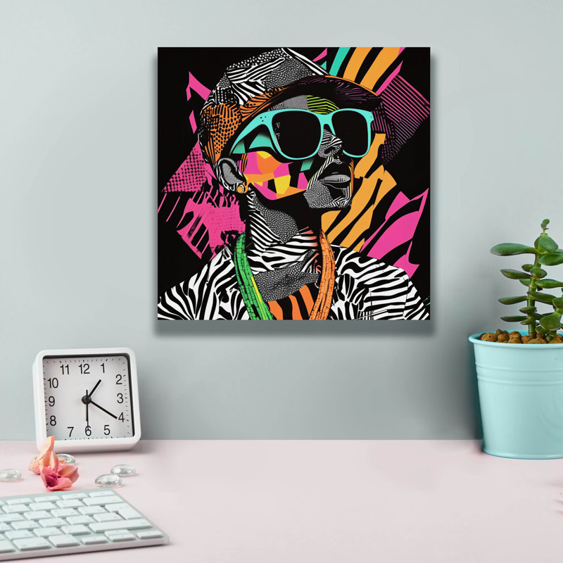  «Neon Night» par Rich Monet, art mural sur toile, H 12 po x l 12 po x P 0,75 po