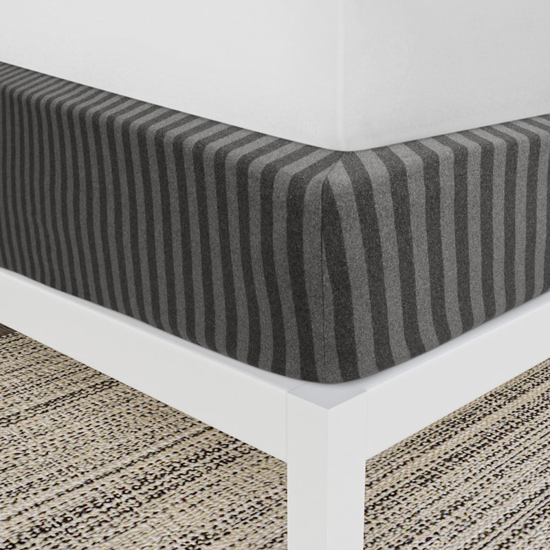 Jersey Knit StretchWrap Box Spring Cover, Twin, Gray Stripe