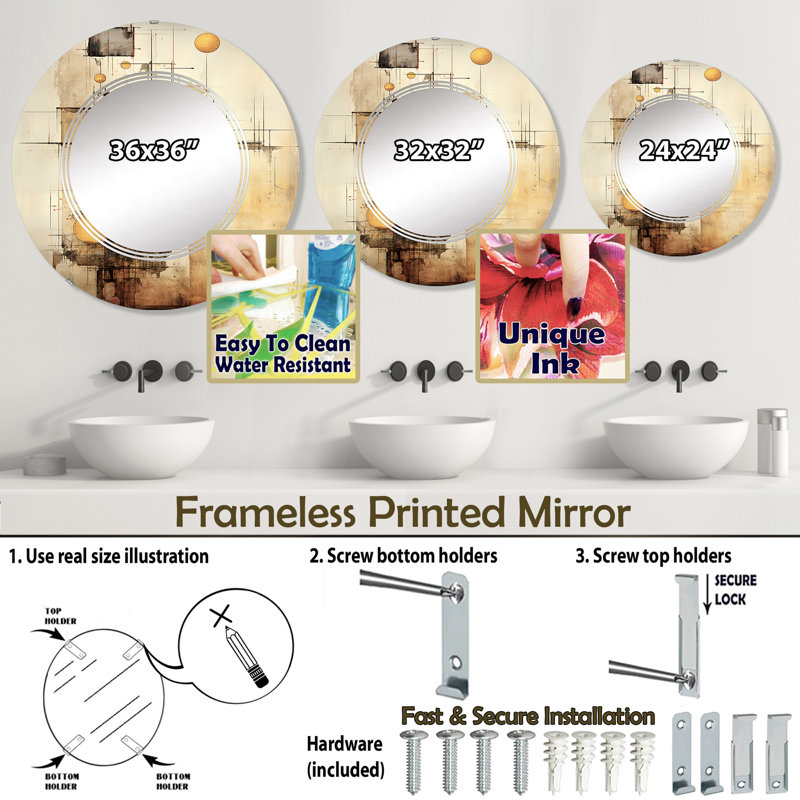 Miroir mural Skenfrith, 24 po x 24 po