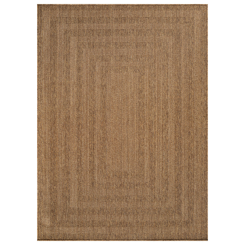 Geometric Natural/Jute Easy-Care Indoor/Outdoor Flat Woven Area Rug, Natural, Rectangle 7'10" x 10'