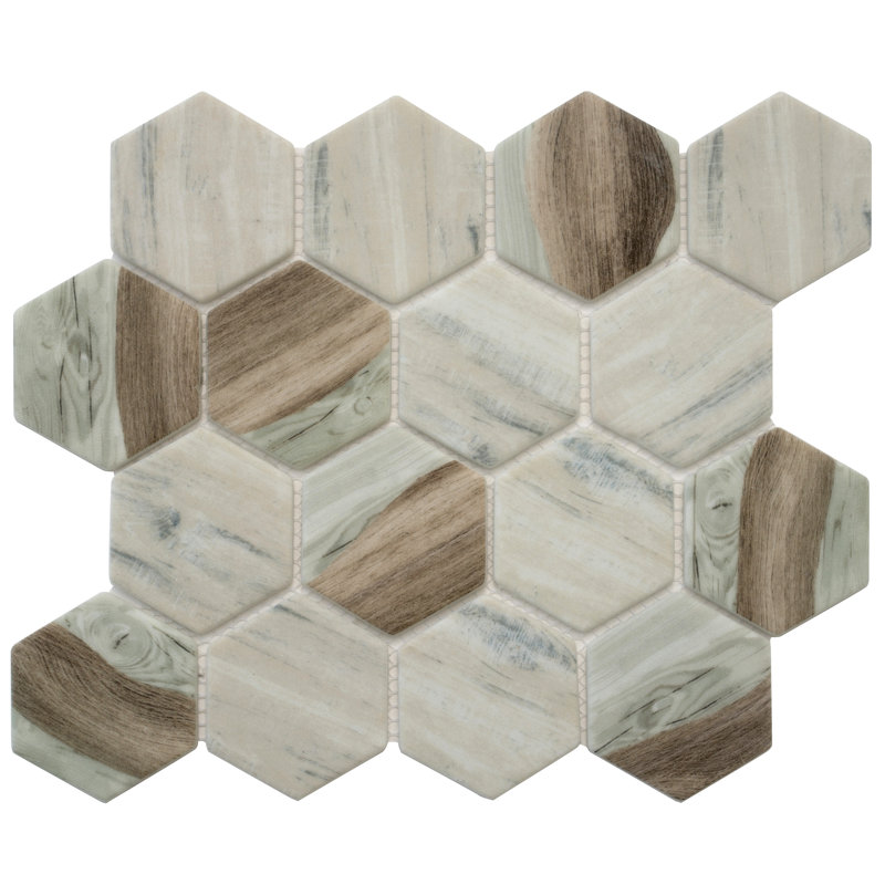 2.8" x 2.8" Glass Mosaic Wall & Floor Tile, Wood