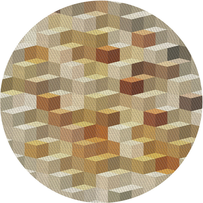 Tapis beige / brun Power Loom, Rond 5 pi