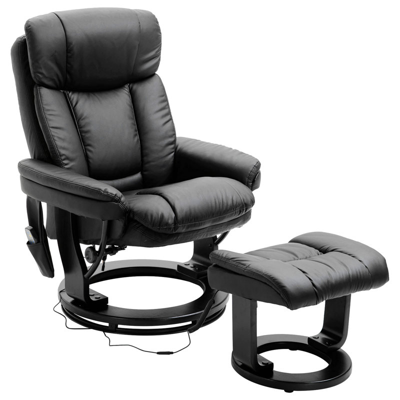 Fauteuil inclinable avec repose-pieds Danien, Similicuir noir