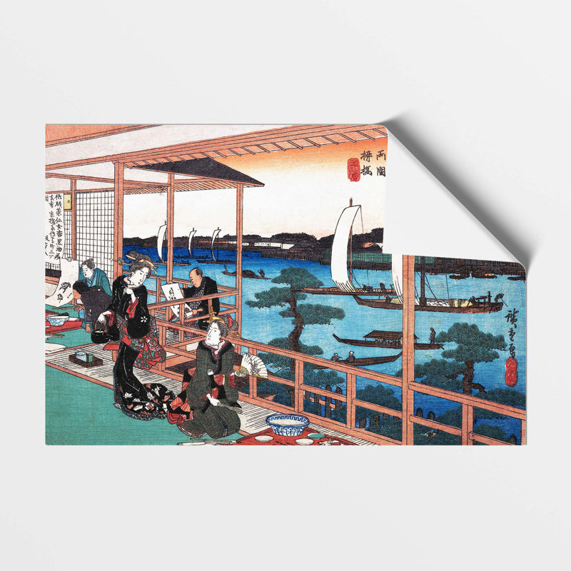 Tea House at the Willow Bridge by Utagawa Hiroshige - Frameless Print, 42 cm H x 59.4 cm W