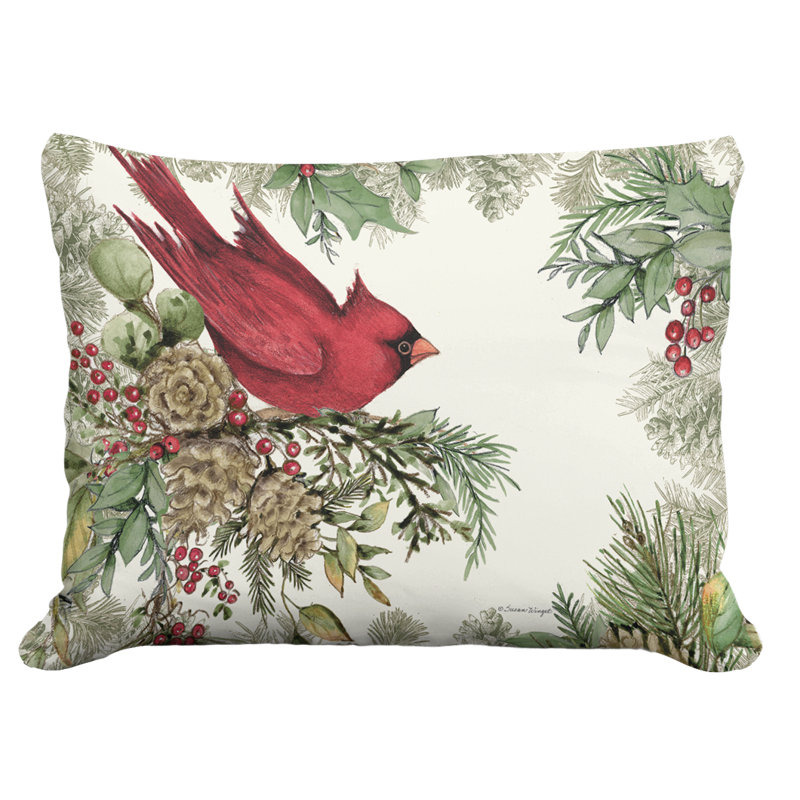 Coussin - Cardinal et baies 1 - 19 x 24, Rectangle H 19 po x l 24 po