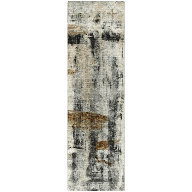 Premium Machine Washable Pinkston AMF1982 Abstract Rug, Runner 2'3" x 7'6"