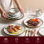 Service de table HomeVSS en porcelaine fine marbrée artisanale avec bordure dorée, 16 pièces pour 4 personnes-1511070429