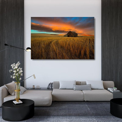«Red Barrel Studio® Fan» par John Gallery, toile tendue avec châssis: Storm Over Palouse 1751443