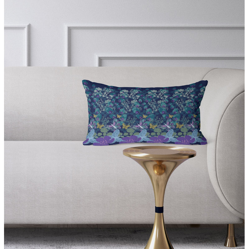 Papillon Paradise  Rectangular Throw Pillow, Blue/Purple